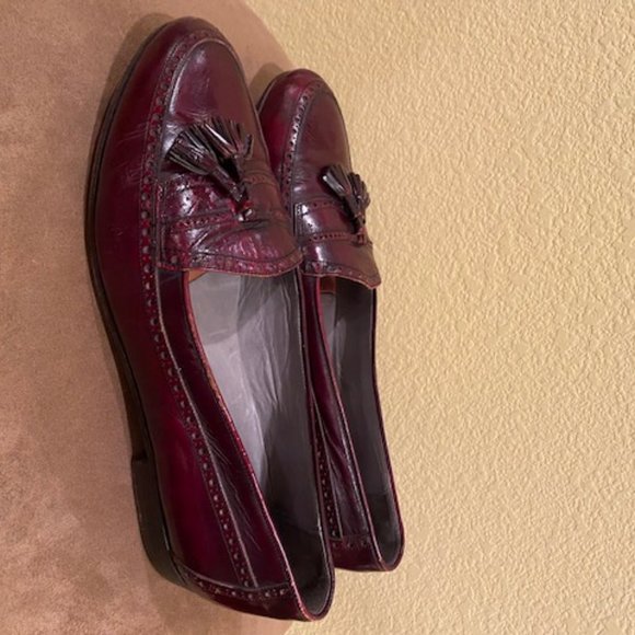 Bally Vintage Brogue Brown Maroon Brogue Classic Tassel Loafers Mens Size 12D - Picture 3 of 6